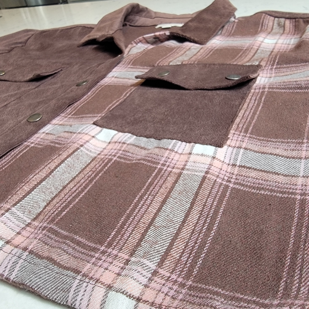 Ultra Flirt Western Plaid Cropped Snap Button Jacket Women’s XL (Juniors) brown - Picture 3 of 12
